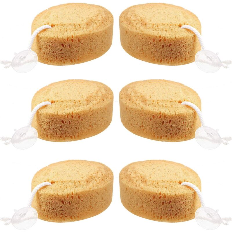 6 body shower sponges made of natural foam for adults and children – effective and comfortable body cleansing