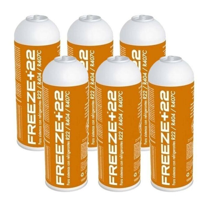

Reporshop - 6 Botellas Gas Ecologico Refrigerante Freeze +22 400Gr Organico Sustituto R22, R404, R407C