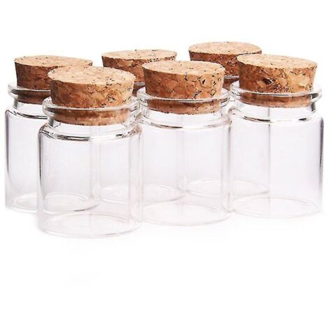 6 botellas pequeñas de vidrio de 50 ml (47 mm x 50 mm) con tapón de corcho, tarros pequeños para especias y regalos de boda.