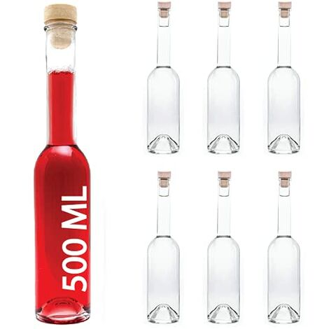 olio casa-vetro 12 bottiglie di vetro vuote da 500 ml aceto bianco per contenere succhi 12 pezzi Vetro grappa liquore 