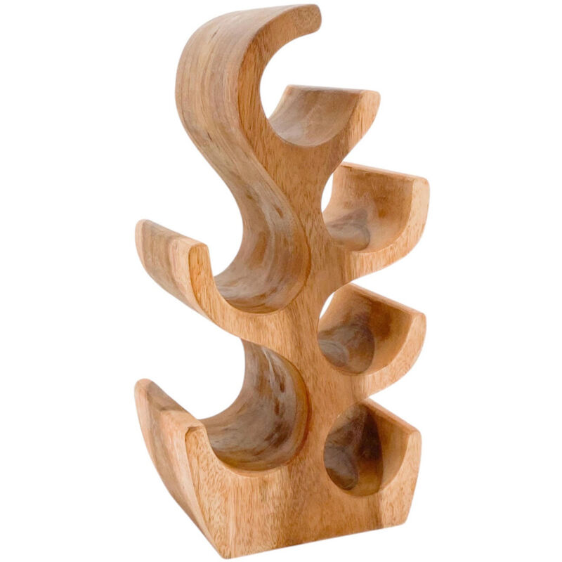 6 Bottle Hand Carved Wine Rack - L15 x W25 x H45 cm