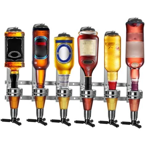 AUTRES 6 Bottle Optics for Home Bar Wall Mounted 6 x 30ml Bar Butler Drinks Stand for Spirits Aluminum Alloy Optic Spirit Barware Set for Home Pub Kitchen Bar