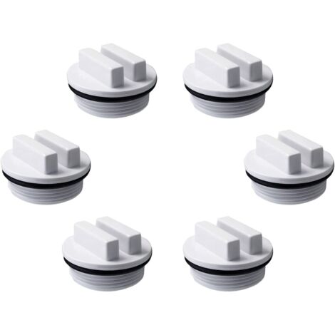 6 Bouchons de Piscine SP1022C, Filetage de 1,5 Pouce, pour Retour de Piscine, Filtre et Égout - avec Sangle