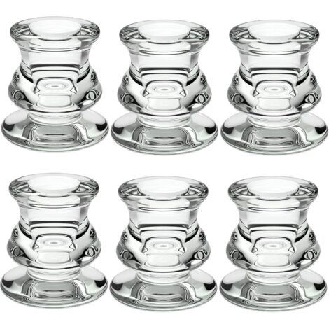 6 bougeoirs en verre transparent pour la décoration intérieure d'une date de mariage