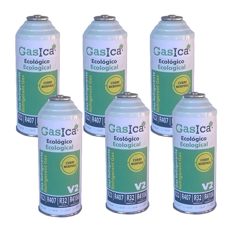 6 bouteilles de gaz écologique Gasica V2 226Gr Surrogate R22, R32, R407C, R410A Gel organique