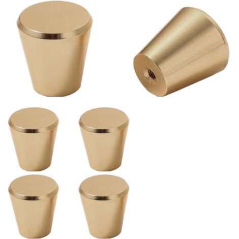 6 Boutons de Tiroir Doré, Moderne Poignée Meubles Ronde, Or Boutons d Armoire Métal, Petits Boutons de Porte, 20x23mm