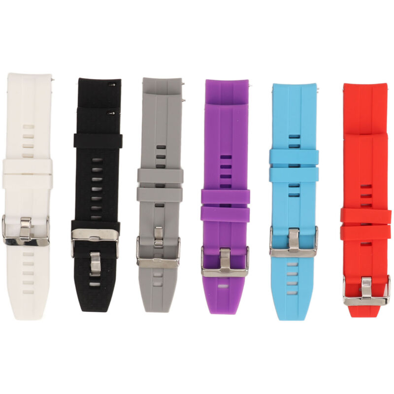 6 Bracelets de Montre Intelligente 22mm en Silicone pour Hommes et Femmes, Bande de Remplacement Rapide pour GT2 GT3, Noir Blanc Gris Rouge Violet
