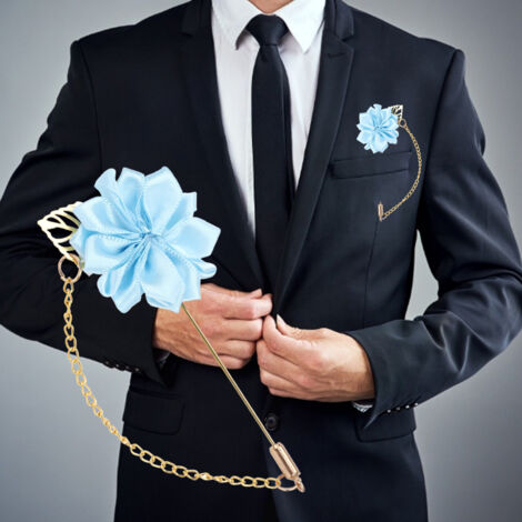 6 Broches de Chemise Homme avec Feuilles et Ruban en Forme de Rose - Décoration Élégante