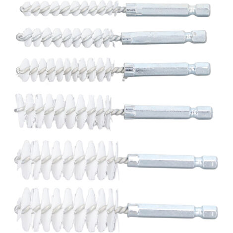 6 Brosses Cylindriques Nylon 4 Pouces pour Perceuse, Queue Hexagonale 1/4" Compatible Visseuse à Choc, Antirouille - Lot Nettoyage Métal