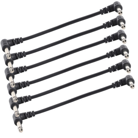 6 Câbles de Pédale d'Effet Guitare 6.35mm avec Connecteurs Coudés à Angle Droit, Longueur 15cm