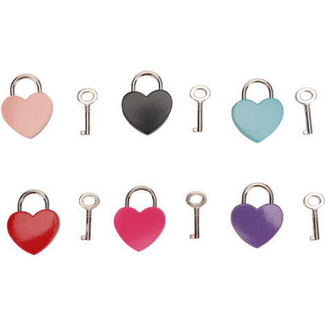 6 Cadenas Cœur Colorés en Alliage de Zinc avec Clés pour Boîte à Bijoux, Sac, Tiroir - Lot Multifonction Portable