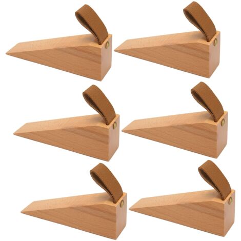 6 Cales de Porte en Bois Verni Brillant - Bloque-porte Compact pour Sécurité Incendie, Maison et Bureau