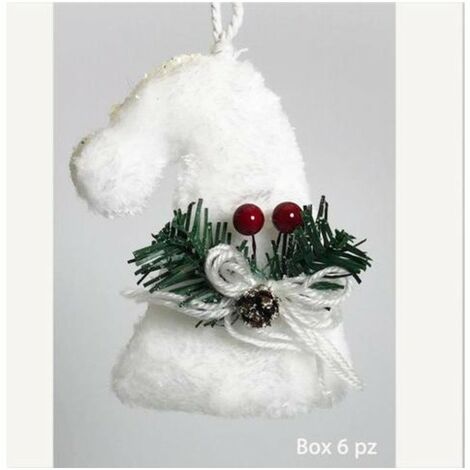 6 cappellini innevati 8x12 cm per albero di natale - colore bianco - decorazioni addobbi