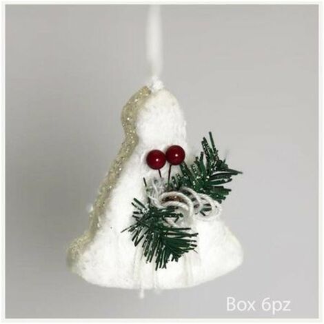 6 cappellini innevati decorati 9 cm per albero di natale - colore bianco - decorazioni addobbi