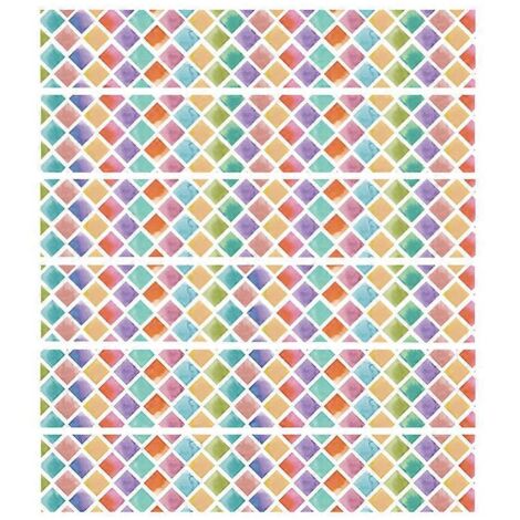 6 carreaux de sol adhésifs colorés, stickers muraux étanches pour salle de bain, cuisine et escalier, décor mural autocollant en carrelage, papier peint artistique imperméable.