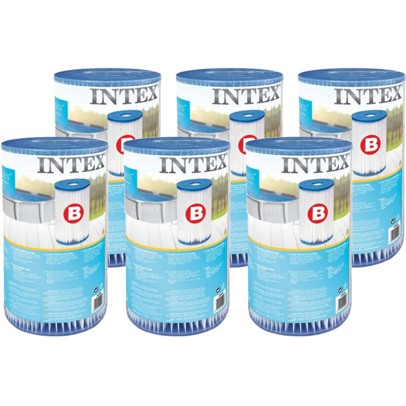 Lot de 6 cartouches de filtration B – Diamètre 14 2 cm – Hauteur 25 4 cm – Compatible filtre Intex – Fibre dacron