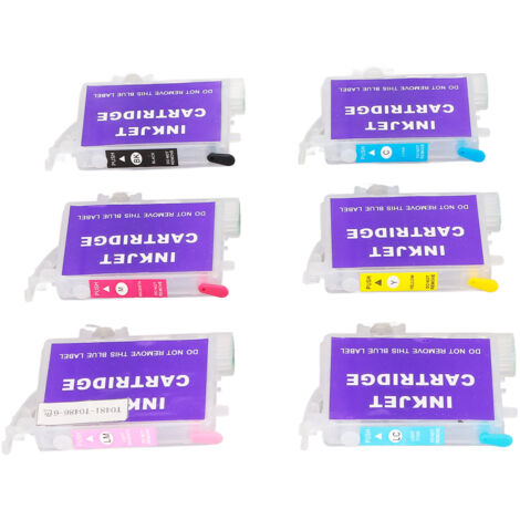 6 Cartouches d'Encre Compatibles pour Imprimantes Epson Stylus Photo R200 R220 R300 R320 - Kit Accessoire