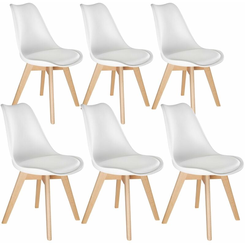 Lot de 6 chaises scandinaves ANEYA - Tissu & Pieds Hévéa - Noir
