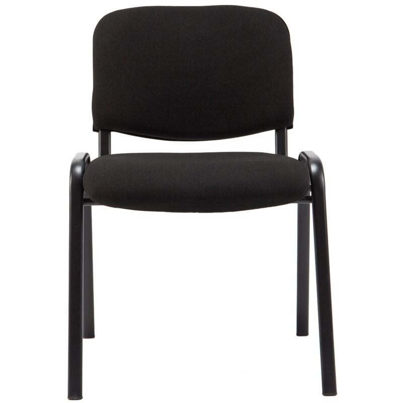 Lot de 6 chaises de bureau empilables sièges visiteurs salle d'attente tissu noir