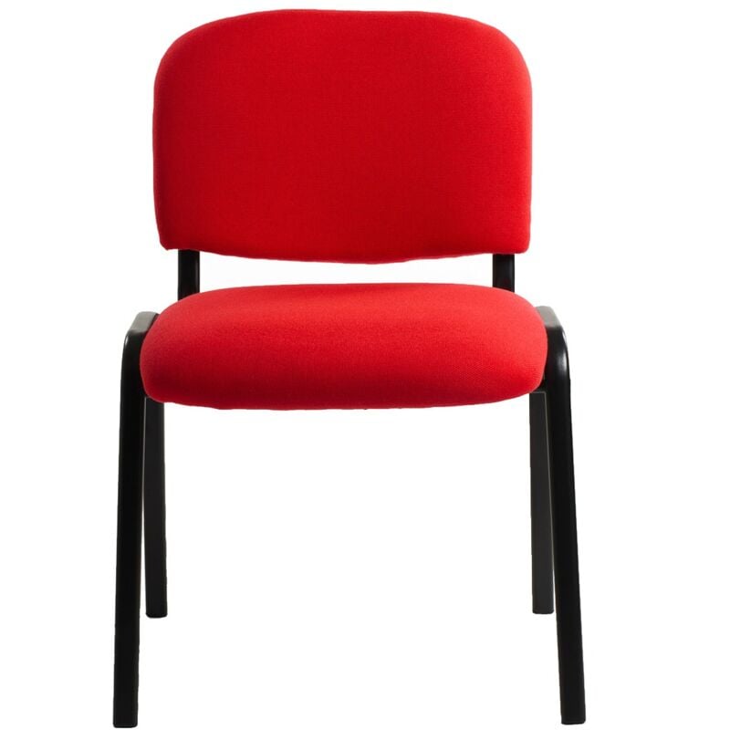 Idralite - 6 chaises de visiteurs empilables sièges conférce salle d'attente tissu rouge