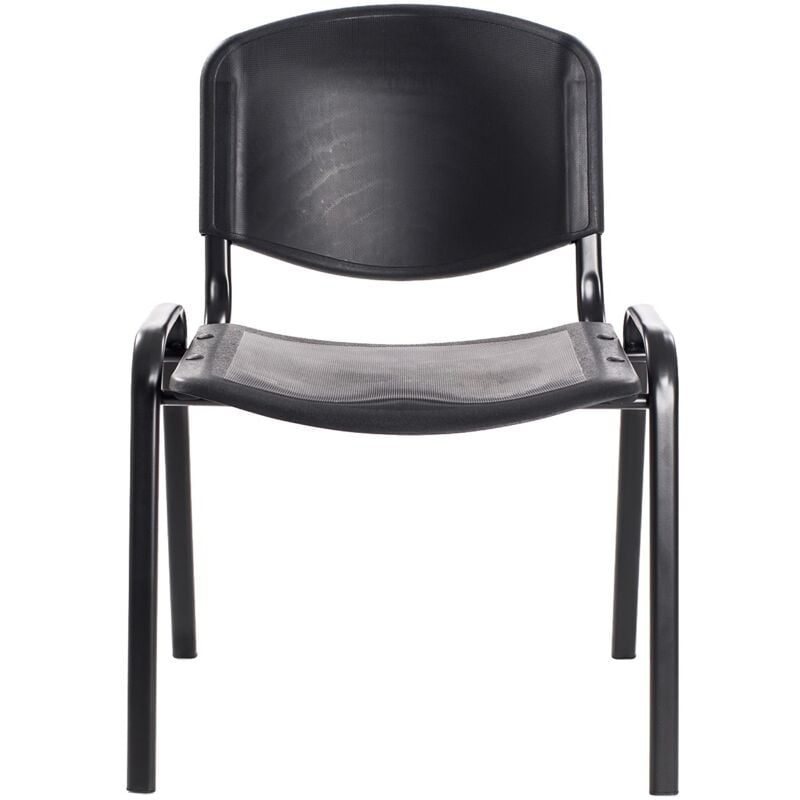 Idralite - Lot de 6 chaises de visiteurs empilables salle d'attente conférence plastique noir