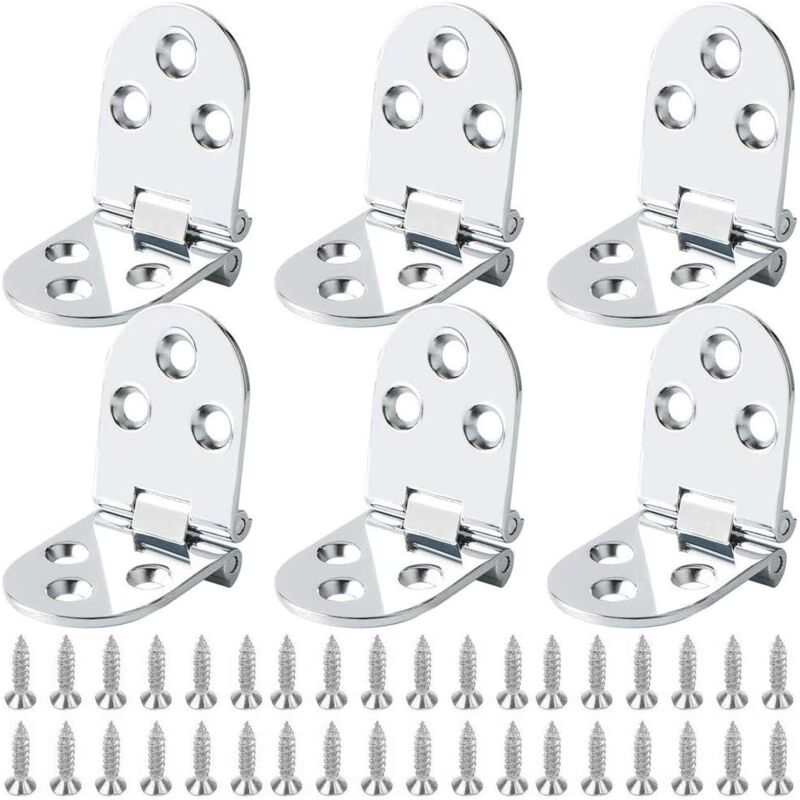 Linghhang - 6 Charnières de porte d'armoire pliantes plates Table de table de machine à coudre Charnière pliable en alliage de zinc Charnière