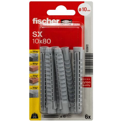 6 chevilles à expansion en nylon SX Ø10 x 80 mm - Fischer