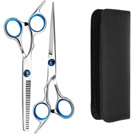 6 Ciseaux de Coiffure Ciseaux à Désépaissir Kit Ciseaux Cheveux Professionnels en Acier Inoxydable avec (2 Pcs)