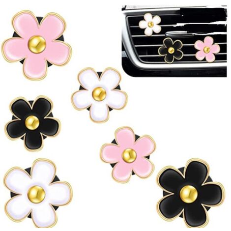 6 clip per bocchetta dell'aria per auto con fiori, decorazioni adorabili per deodoranti per aromaterapia