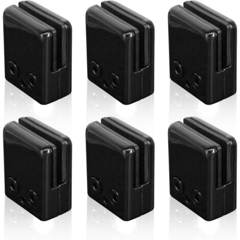 6 clip per vetro nere da 6-8 mm, clip regolabili in acciaio inox 304 con retro piatto per supporto del vetro per balaustre e corrimano delle scale.