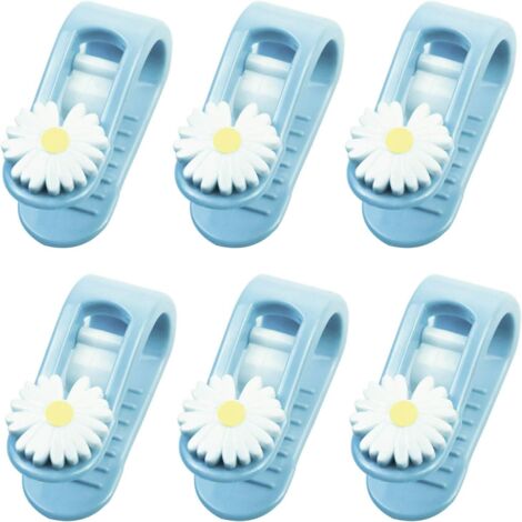 6 clips de housse de couette en forme de fleur sans aiguille (bleu)