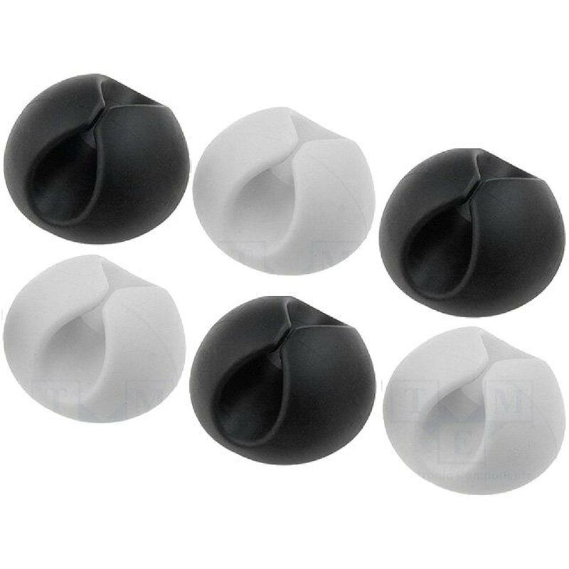Logilink - 6 Clips serre-cable - adhesifs - noir et blanc - Noir