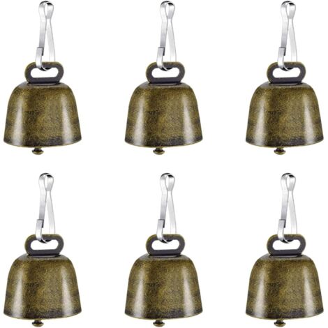 6 cloches vache métal + crochets – anti-perte vaches/moutons – animaux, décorations, pendentifs
