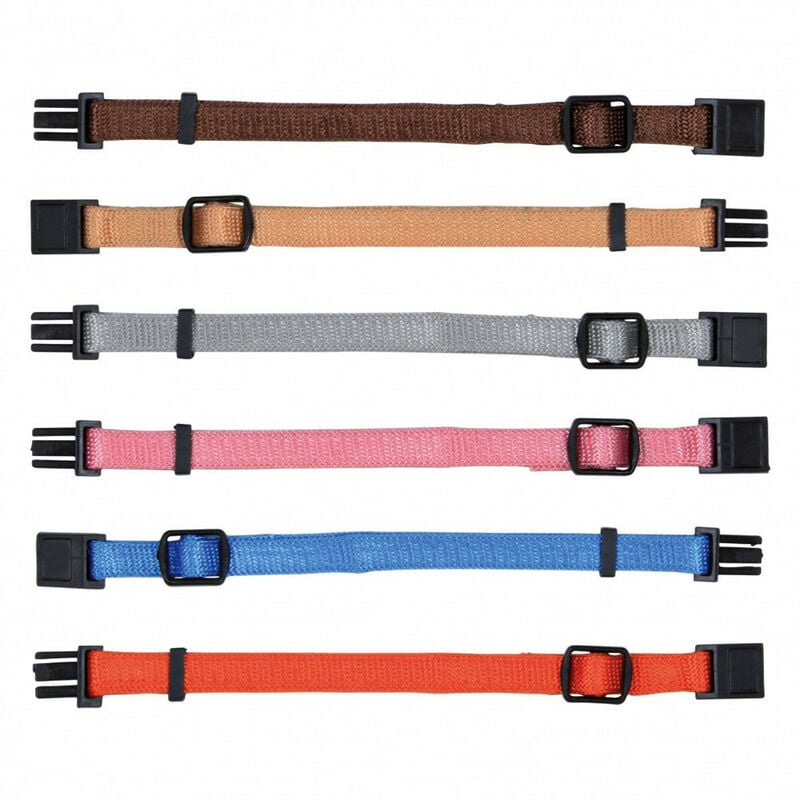 

6 collares S-M 17 a 25 cm x 10 mm para cachorros. Colores surtidos