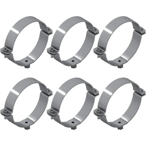 6 Collari per Tubi in Acciaio Zincato - Raccordi per Tubi - 6 Pezzi - Diametro 125 mm
