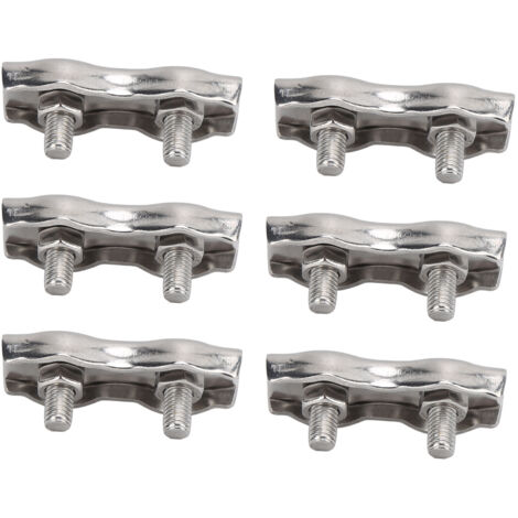 6 colliers de serrage en acier inoxydable pour câbles métalliques, type double poteau M4, lot de 6 pièces