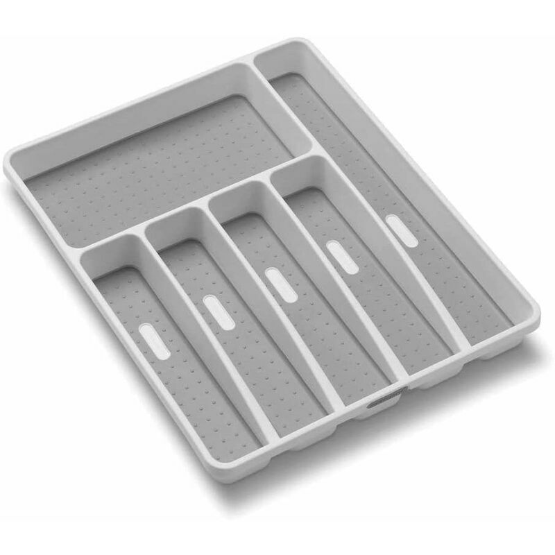 6 Compartment Cutlery Tray - Non-Slip Plastic Cutlery Organizer for Kitchen, Office, School - bpa Free Non-Toxic Kitchen Drawer Organizer for