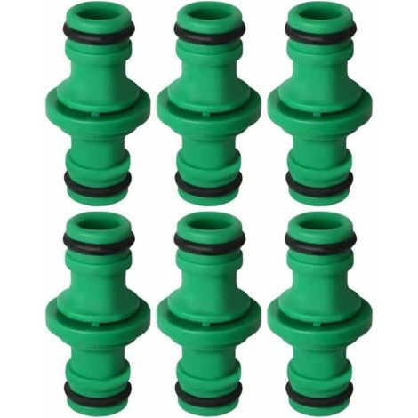 6 connettori per tubi doppi, doppio maschio in plastica per tubi da giardino, raccordi per tubi verdi, connettori per tubi da giardino, tubi in plastica da giardino