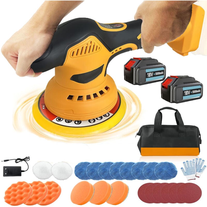 6'' Cordless Car Polisher Buffer Sander Polishing Machine+2Battery 5.5A+Charger-Compatible with Makita Battery