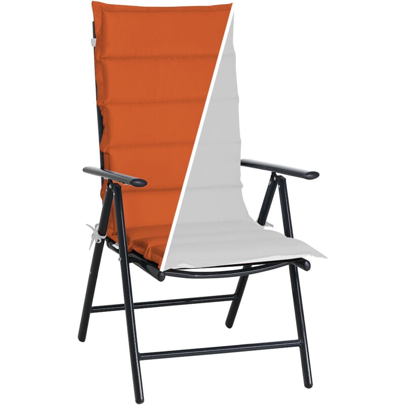 6 Coussins de chaise avec dossier et attaches Bicolores Coussin Fauteuil Intérieur Extérieur Gris-terracotta