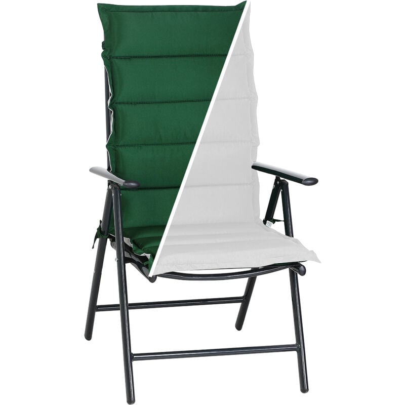 6 Coussins de chaise avec dossier et attaches Bicolores Coussin Fauteuil Intérieur Extérieur Gris-Vert