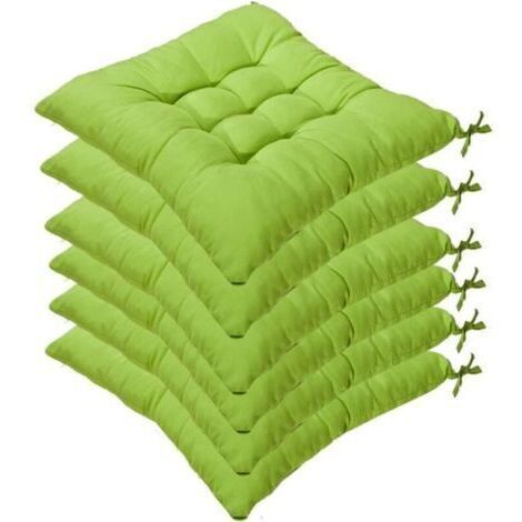 6 Coussins de Chaises Carrés 40x40 Coussins de Siège Décoration Maison Coussin Mat Matelassée,Confortable et coloré   Idéal pour intérieur et extérieur (Vert)