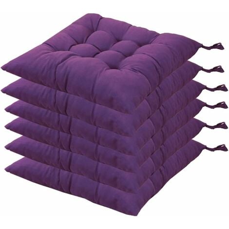 6 Coussins de Chaises Carrés 40x40 Coussins de Siège Décoration Maison Coussin Mat Matelassée,Confortable et coloré - Idéal pour intérieur et extérieur (Violet)