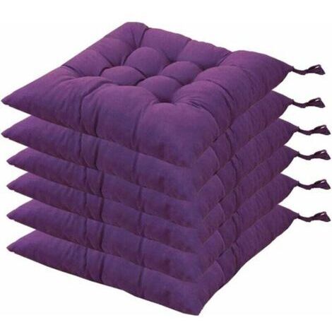 6 Coussins de Chaises Carrés 40x40 Coussins de Siège Décoration Maison Coussin Mat Matelassée,Confortable et coloré - Idéal pour intérieur et extérieur (Violet)