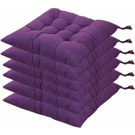 6 Coussins de Chaises Carrés 40x40 Coussins de Siège Décoration Maison Coussin Mat Matelassée,Confortable et coloré - Idéal pour intérieur et extérieur (Violet)
