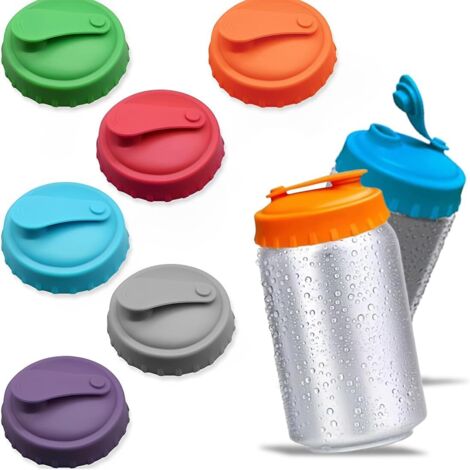 6 couvercles silicone pour canettes. Réutilisables, étanches. Compatible plupart des boissons en canette.
