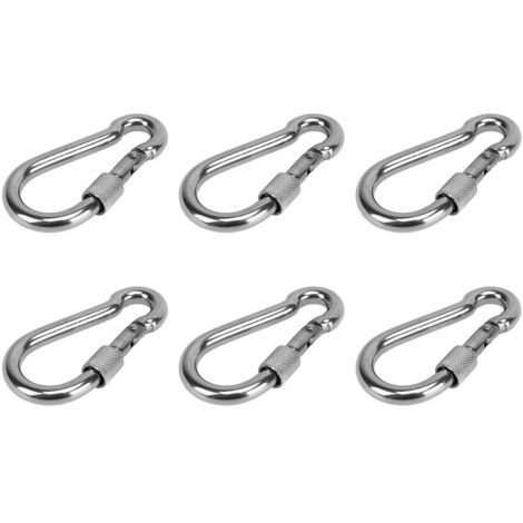 6 Crochets à Ressort en Acier Inoxydable 8MM - Idéal pour Sac à Dos, Camping et Randonnée