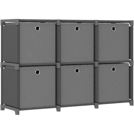 6-Cube Display Shelf with Boxes Grey 103x30x72.5 cm Fabric vidaXL