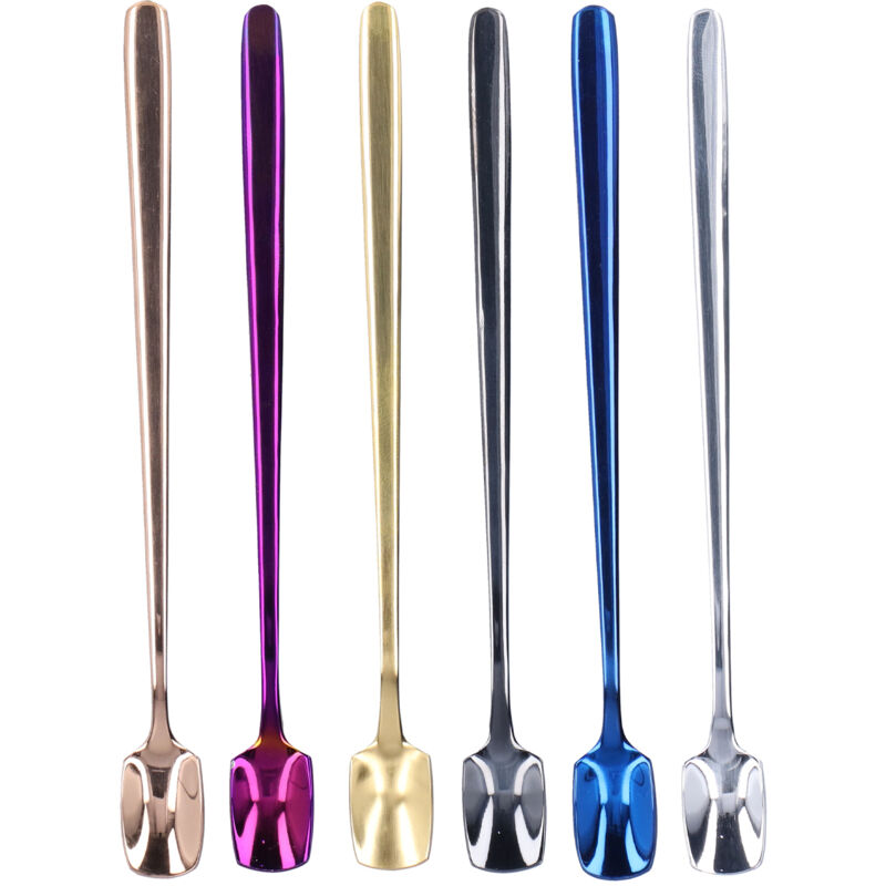 6 Cuillères à Dessert en Acier Inoxydable 304, Long Manche Épais, Idéales pour Glaces et Pâtisseries, 15cm