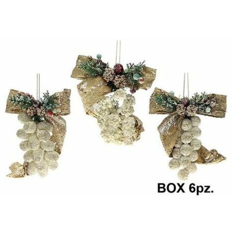 6 decorazioni frutta natalizia albero natale - colore crema/oro - addobbo natale